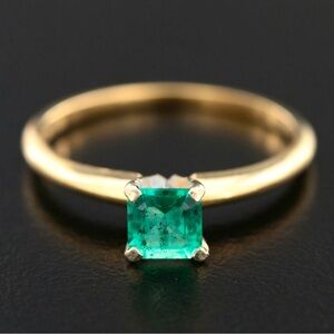 14k yellow gold asscher cut emerald ring size 6.5